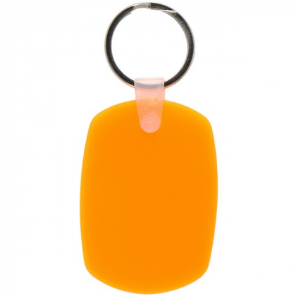 Oval Soft Squeezable Key Tag Promotional Custom Imprinted With Logo- Neon Orange